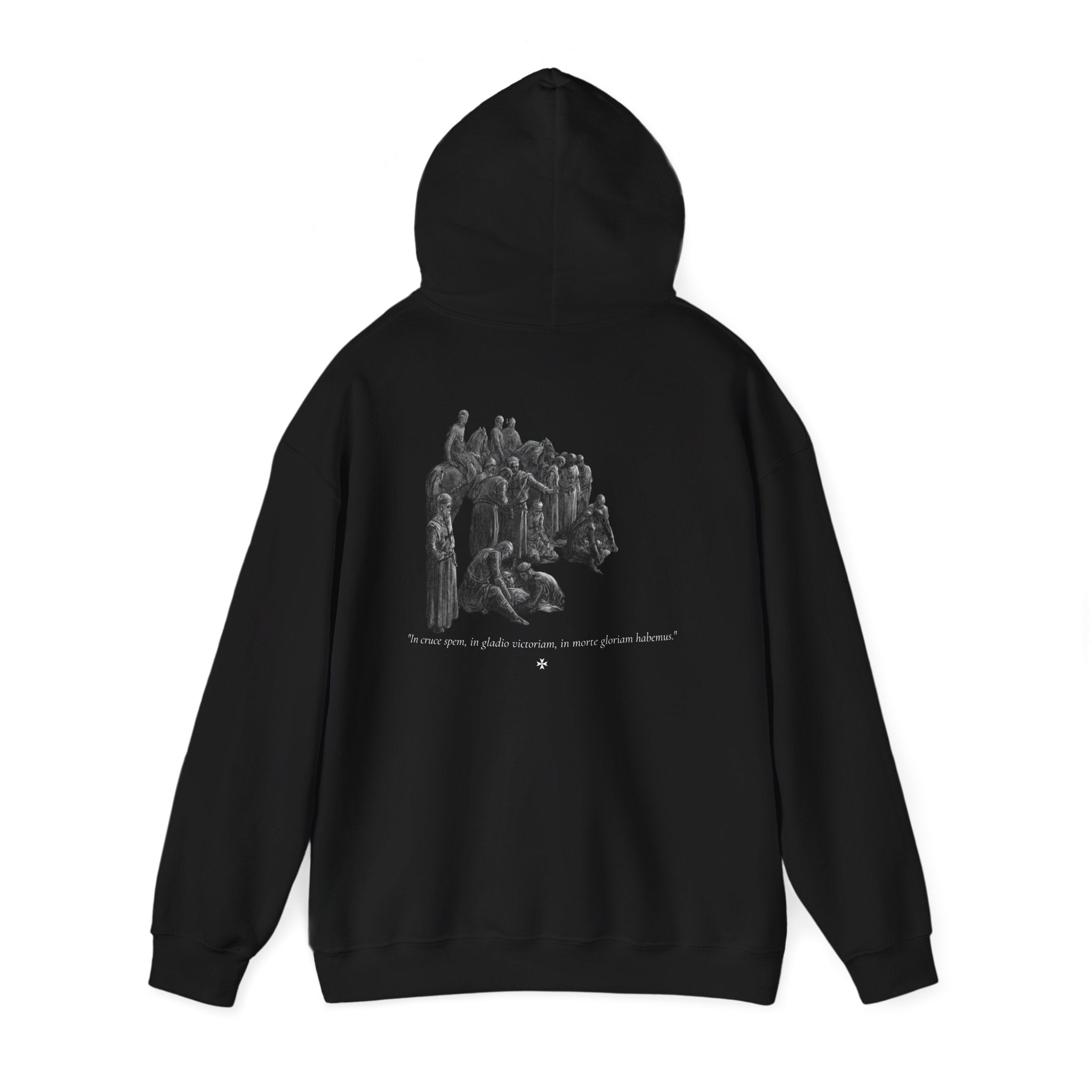 Hoodie — In the cross, hope; in the sword, victory; in death, glory. In Cruce Spem, In Gladio Victoriam, In Morte Gloriam™