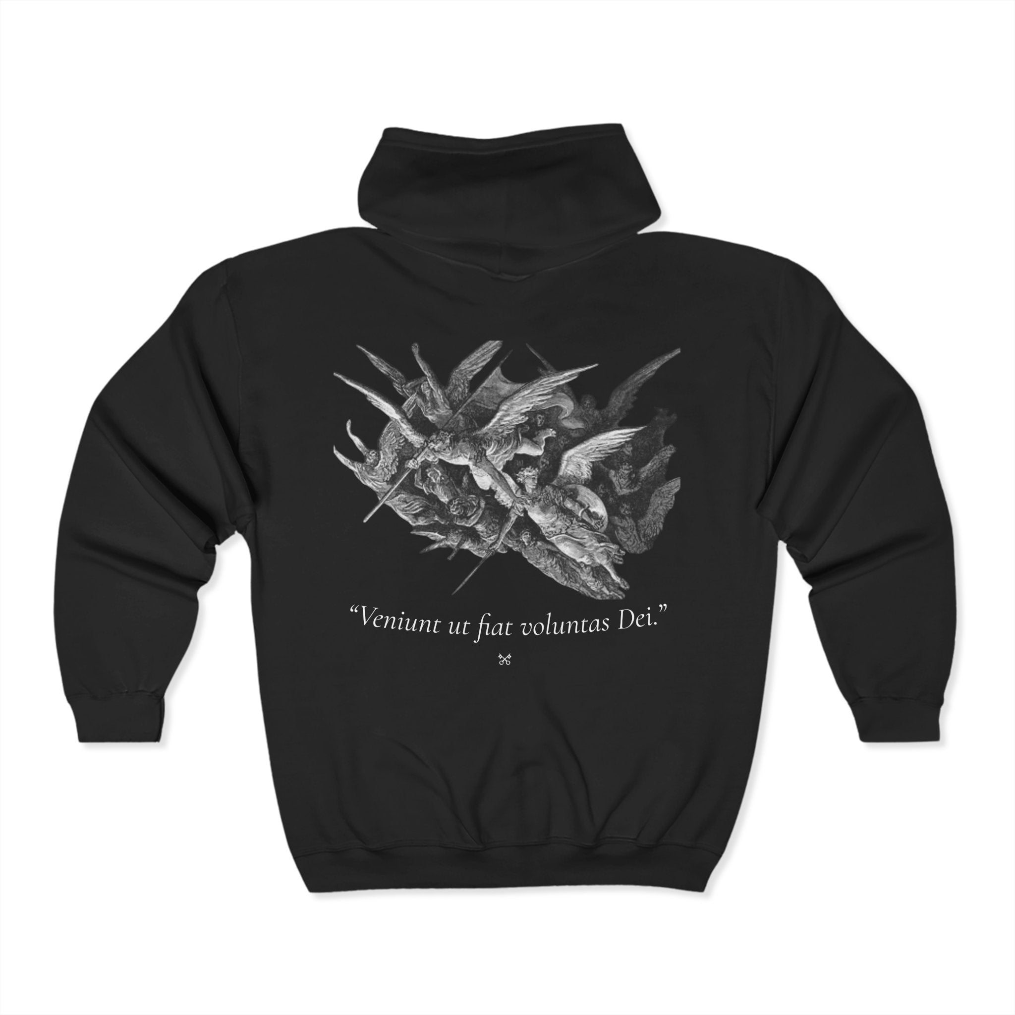 Veniunt Ut Fiat Voluntas Dei™ Full Zip Hoodie — Let God’s will be done.