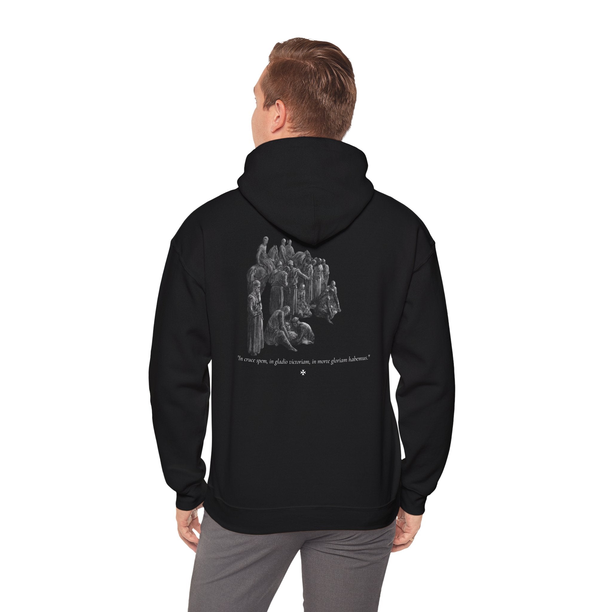 Hoodie — In the cross, hope; in the sword, victory; in death, glory. In Cruce Spem, In Gladio Victoriam, In Morte Gloriam™